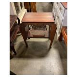 Antique wooden side table w/basket