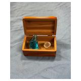 Wood box with glass birds