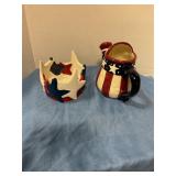 USA decor candle holder and pitcher