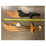 Handmade decorative wooden swords