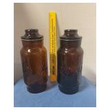 Vintage Borden Cremona amber glass apothecary jars