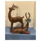 Wooden cutout deer statues set of 2