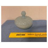 Blue glass lidded trinket box