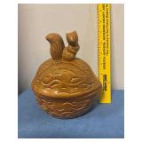 Walnut shaped lidded candy dish