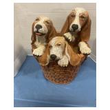 Ceramic dogs in basket 14ï¿½x12ï¿½