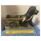 Dog pulling a wagon planter