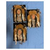 Native American molded face wall plaques (3)