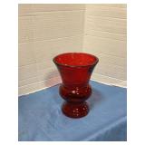 Red glass vase