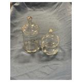 Two glass candy dishes
