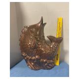 Vintage ceramic jumping fish sculpture