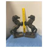 Vintage bronze-plated rearing horse bookend