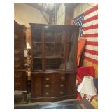 Antique Mahogany china hutch with wooden shelves