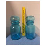 Vintage blue glass apothecary jars