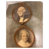 Antique George and Martha Washington picture set