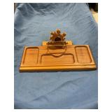 Wood tray with clock
