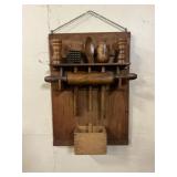 Vintage wooden utensil rack