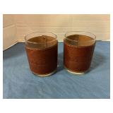 Brown, leather wrapped rocks glass