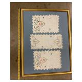 Framed embroidered pocket scarves