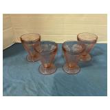 Vintage Pink glass footed juice tumblers