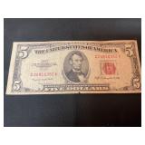 1953-B Red Seal Five Dollar Bill