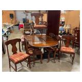 69"x44"Antique kitchen table w/7 matching chairs