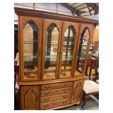Wooden hutch w/glass doors and shelving