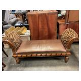 67" vintage wood chaise lounge