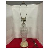 Vintage pressed-glass & brass table lamp