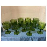 Vintage green glass goblets