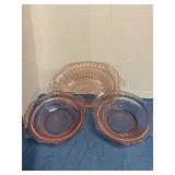 Vintage pink depression glassware