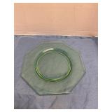 Vintage green depression era glass plate