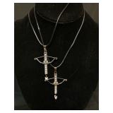 2 cross bow costume necklaces