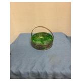 Vintage green uranium depression glass relish dish