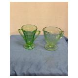 green uranium depression glass sugar/creamer set