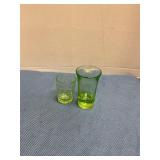 Vintage green uranium depression era shot glasses