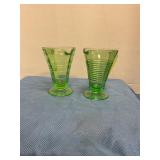 green uranium depression glass cream/sugar set