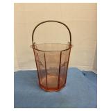 Vintage pink depression glass ice bucket