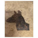 Metal dog head 14" T