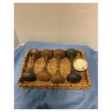 Basket w/antique door knobs (4 1/2)