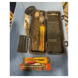 Craftsman box w/wood and drill bits