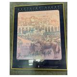 Ky derby poster in frame w/crack in bottom corners