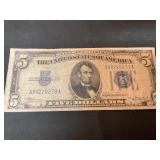 1934 Silver Certificate Blue Seal Five Dollar Bill