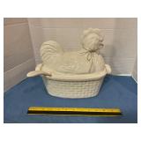 Vintage white ceramic hen-in-a-nest soup tureen