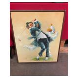 Canvas painting of clown by O Hammer 21" x 25"