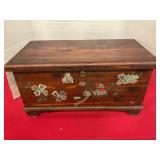 Hand-painted flowers on wood chest 20" x 10" x 10"