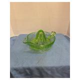 Vintage green depression glass juicer