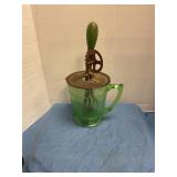 Vintage green depression glass mixing bowl