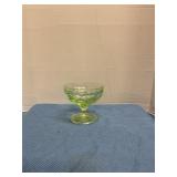 Vintage green uranium depression era dessert dish
