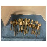 Assorted silver-plated spoons & serving set