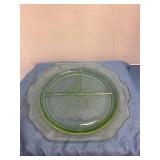 Vintage green uranium depression glass plate